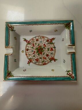 Gucci Vintage Porcelain Ashtray / Trinket Tray Fruit & Butterfly